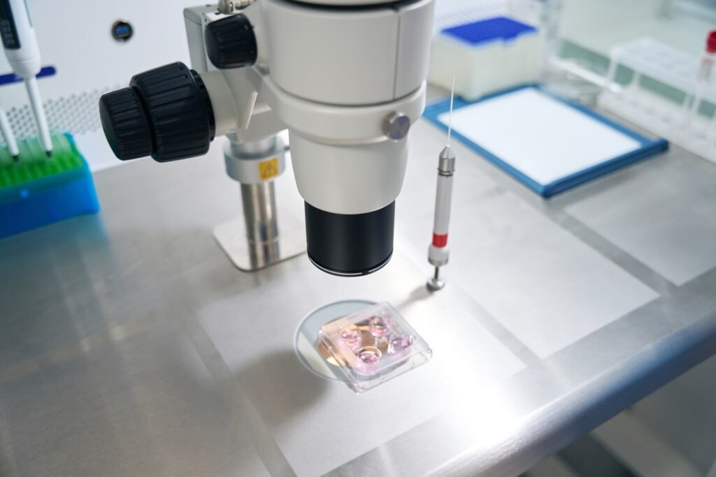 Microscopio y equipo de laboratorio para reproducción equina